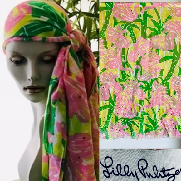 NWT LILLY PULITZER 20th Anniversary Target Collection Sequin FLAMINGO SCARF O/S - Picture 2 of 13